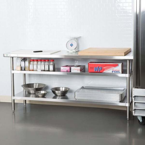 Regency 30" x 72" 18-Gauge 304 Stainless Steel Commercial Work Table with Galvanized Legs and Unders