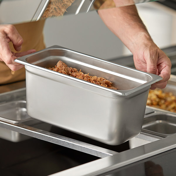 Choice 1/3 Size 6" Deep Anti-Jam Stainless Steel Steam Table / Hotel Pan - 24 Gauge