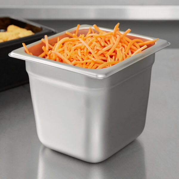 Choice 1/6 Size 6" Deep Anti-Jam Stainless Steel Steam Table / Hotel Pan - 24 Gauge