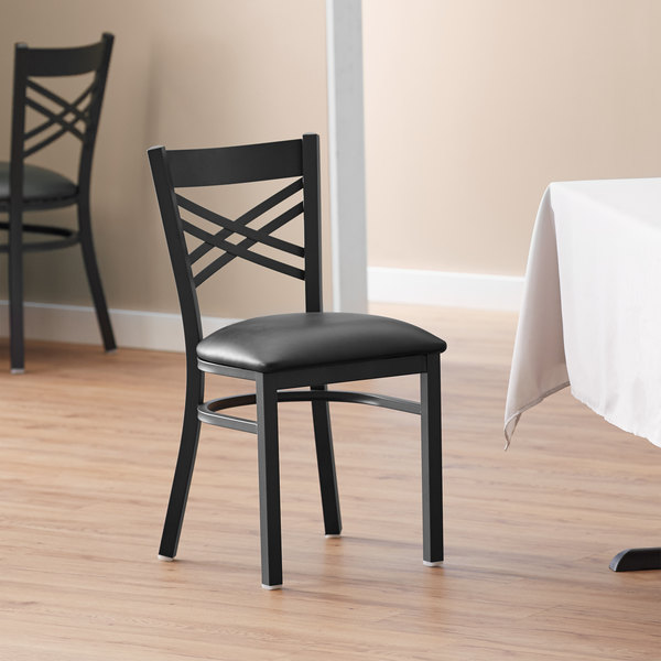 Lancaster Table & Seating Black Cross Back Chair with 2 1/2" Padded Seat