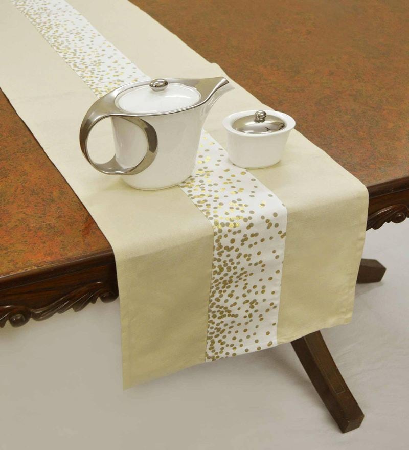 Plain Solid Gold Cotton 59X15 Inches Table Runner