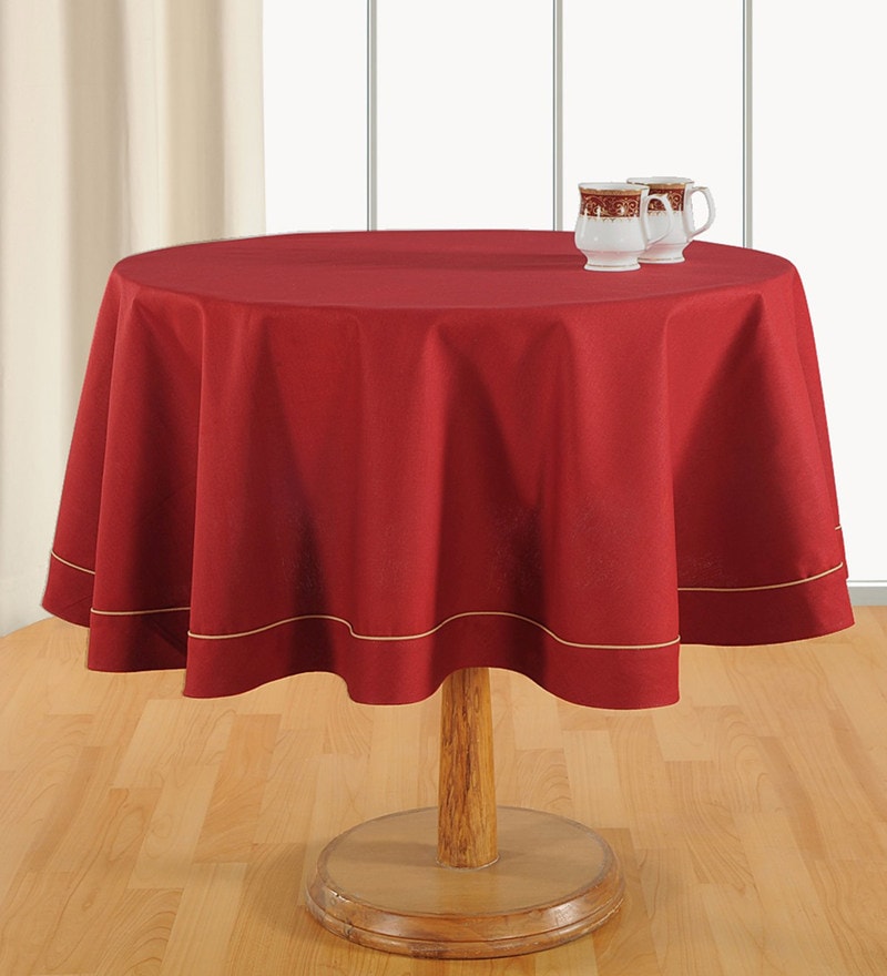 Plain Solid Red Cotton 72X72 Inch Table Cloth