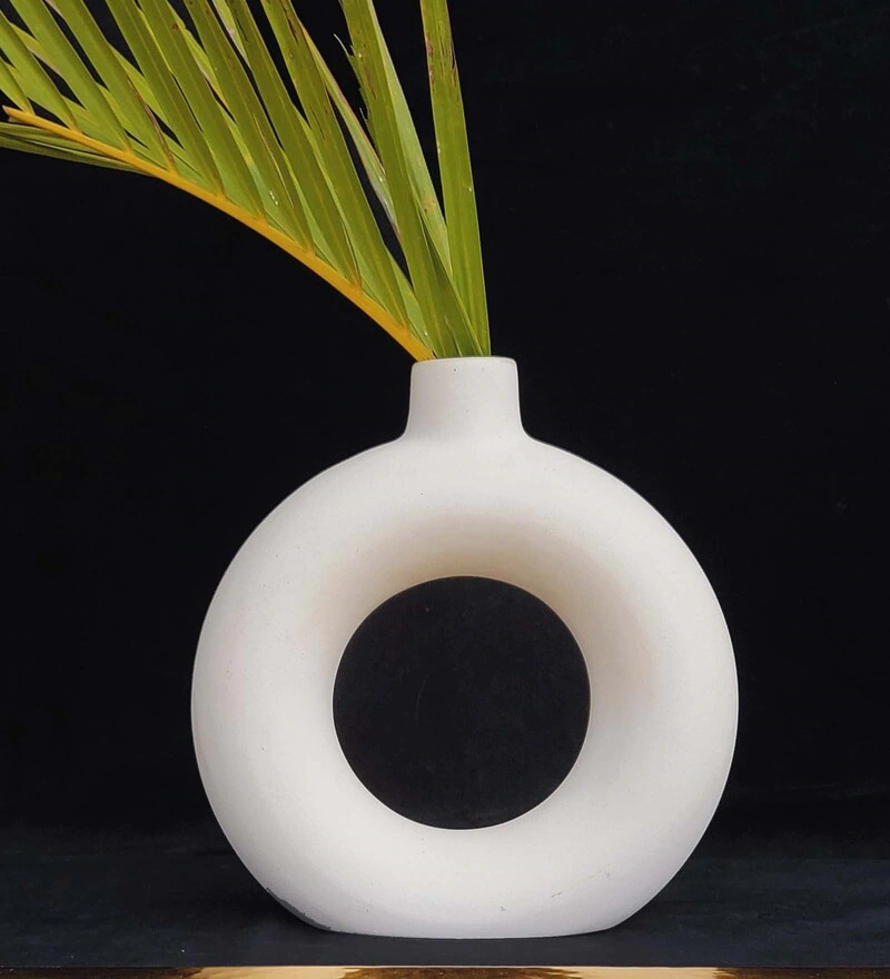 Ivory Hoop Ceramic Table Vase