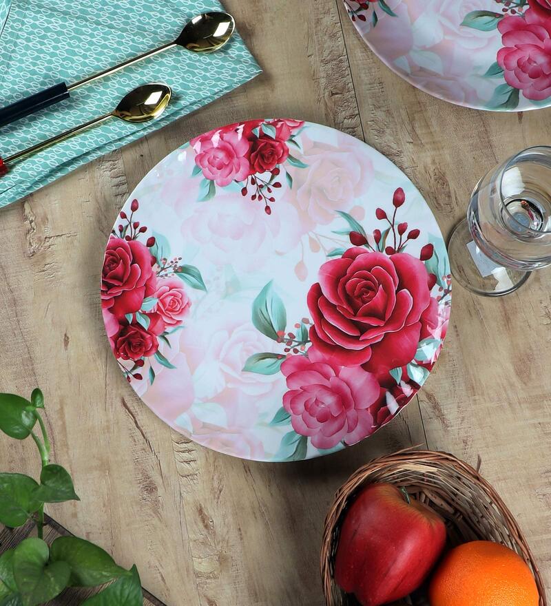 White Base Feather (Set of 6) White Melamine Dinner Plate