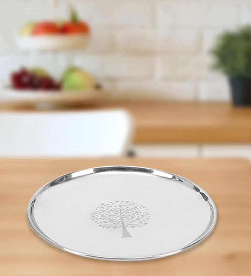 Silver 8 Inch Stainless Steel Quarter Plate