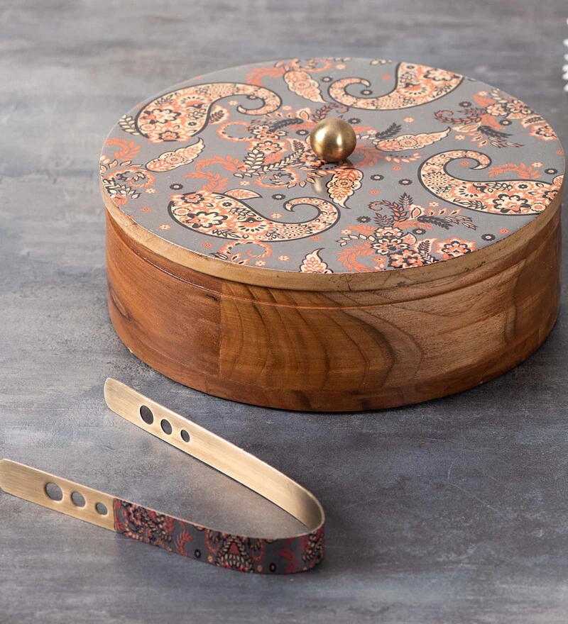 Enamel Mango Wood Cassrole with Tong