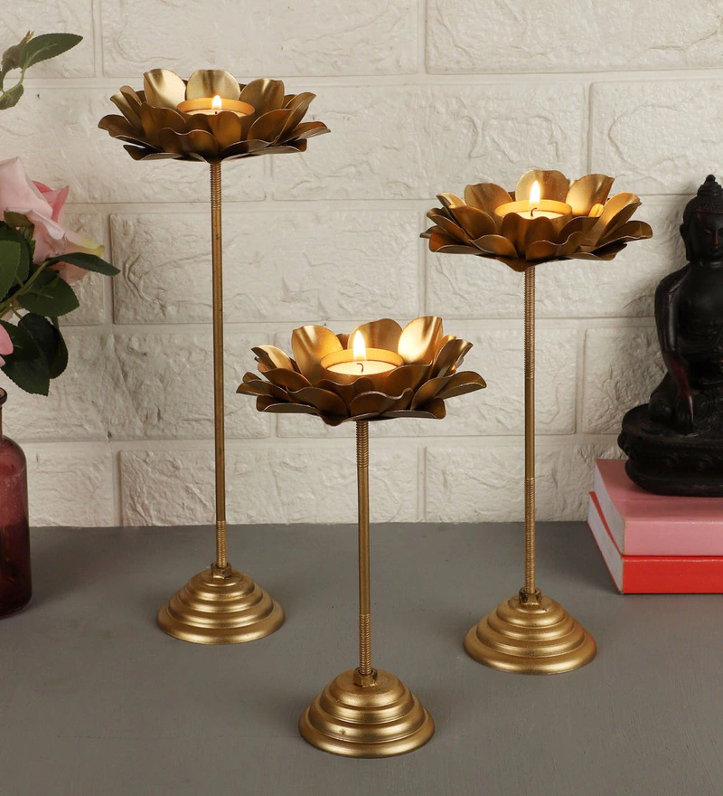 Small Flower Detachable Tealight Holder Set Of 3