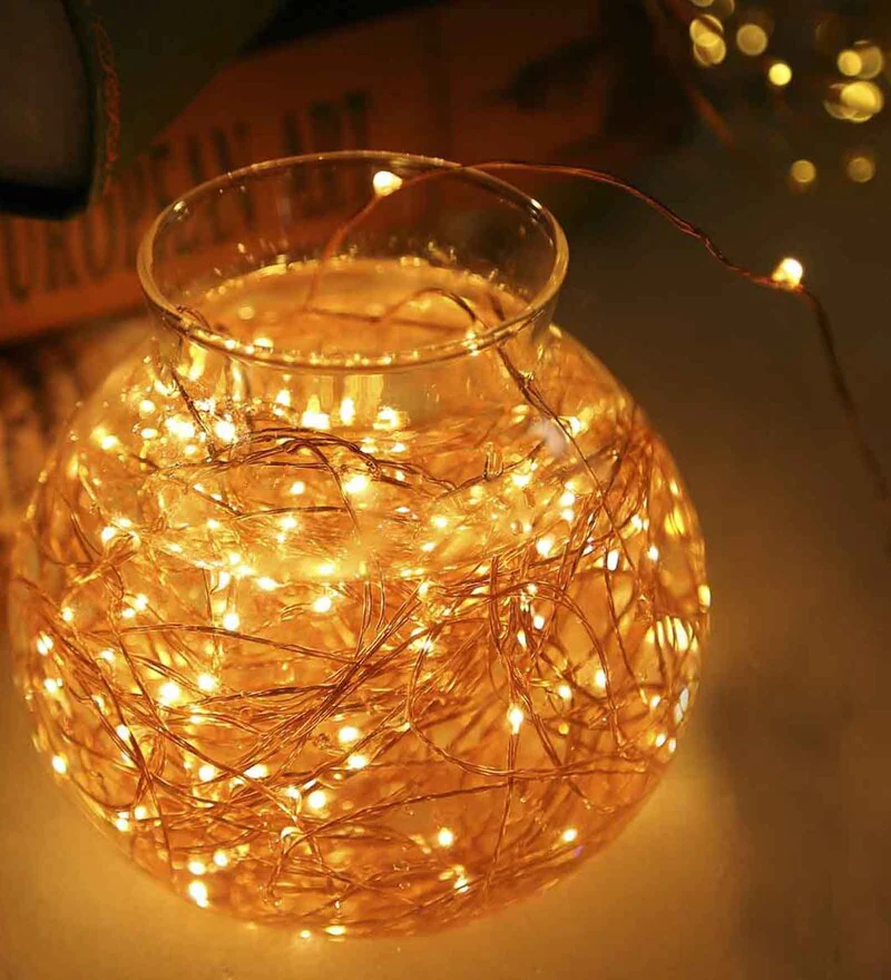 Xergy 8 Mode Copper Wire 100 Led String Fairy Light With Remote For Home Decoration (10M, Warm White