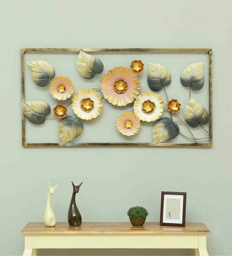 Iron Framed Leaf Wall Art In Green