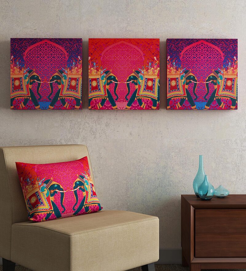 Abstract Orange MDF Wood Framed Wall Art
