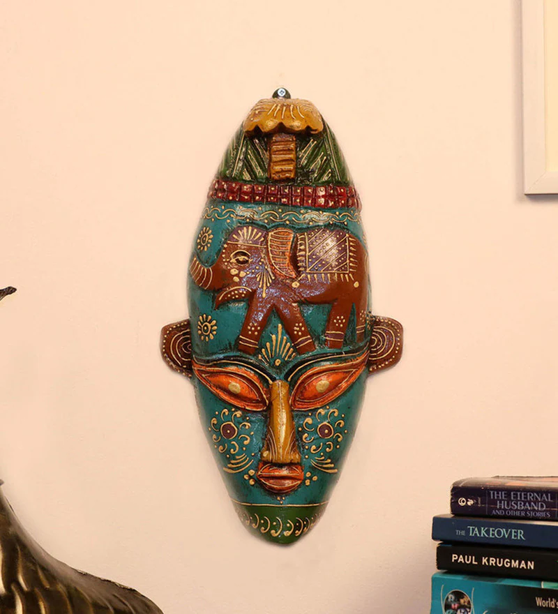 Multicolour Wooden Decorative Wall Mask