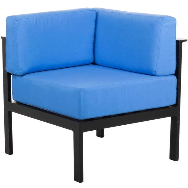 BFM Seating PH6101BL-R Belmar Black Aluminum Outdoor / Indoor Cushion Armchair with Right Armrest
