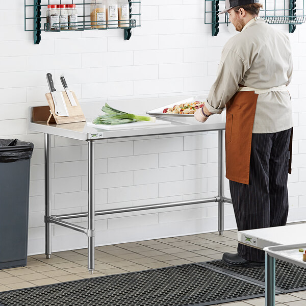 Regency 30" x 72" 16-Gauge 304 Stainless Steel Commercial Open Base Work Table with 4" Backsplash