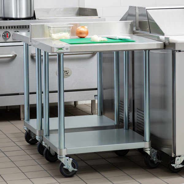 Regency 24" x 30" 18-Gauge 304 Stainless Steel Commercial Work Table with 4" Backsplash, Galvanized 