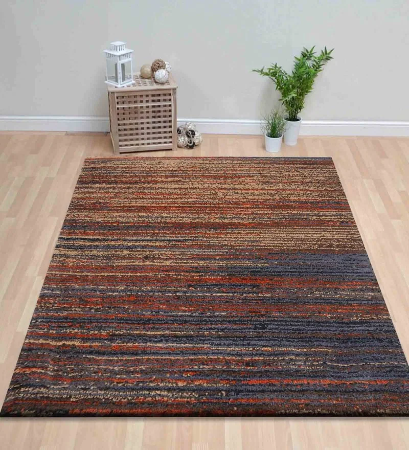 Red Polyester Solid 3 x 5 Feet Hand Tufted Carpet