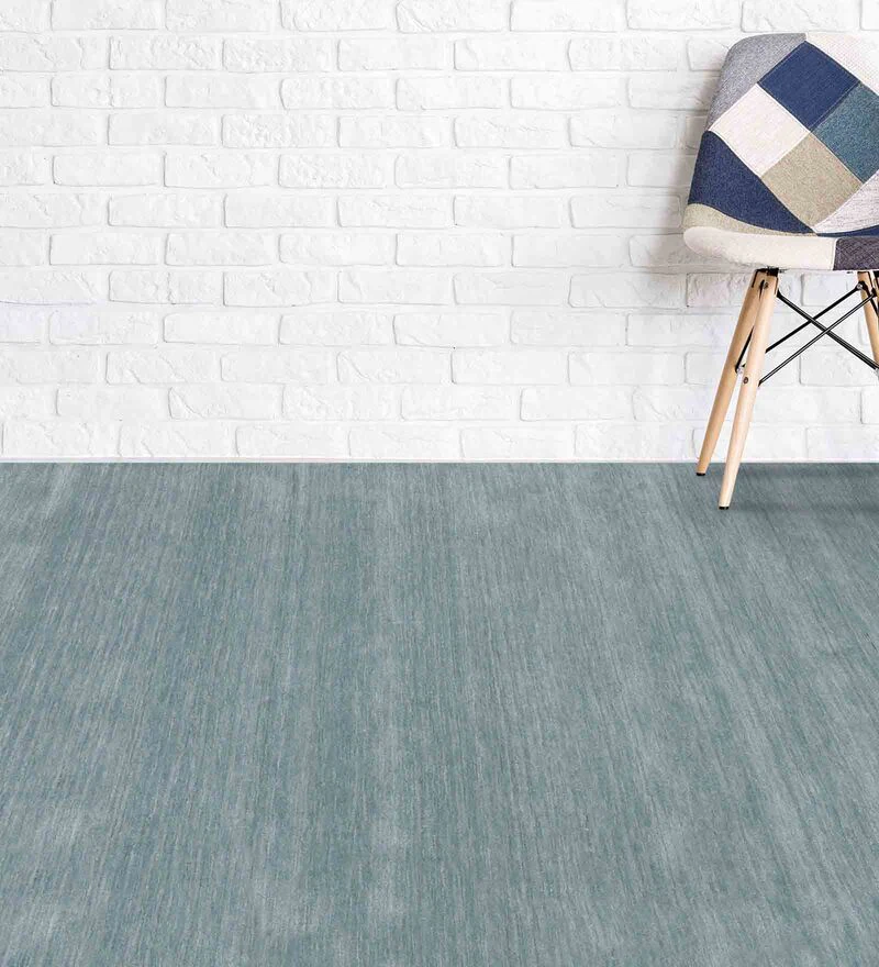 Polo Blue Wool Arizona 3x5 Feet Hand-Woven Carpet