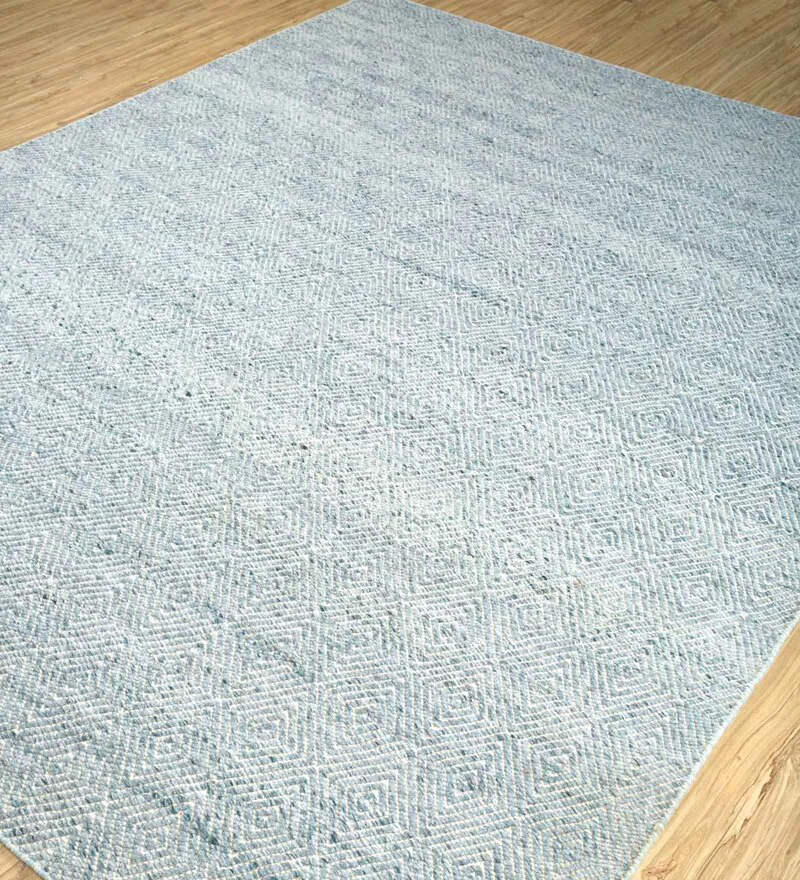 Ivory Wool Solid 8 Ft X 10 Ft Flat Weaves Carpet