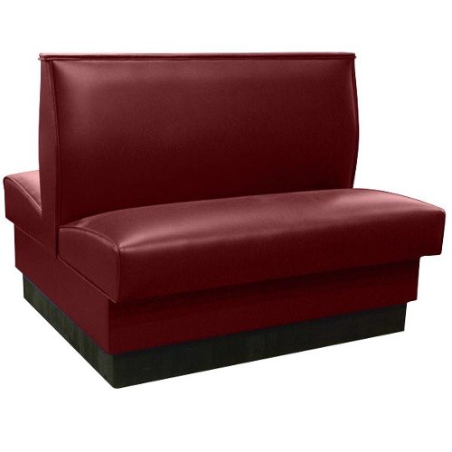 American Tables & Seating QAD-36 ARM-120-M 46" Sangria Plain Double Back Fully Upholstered Booth