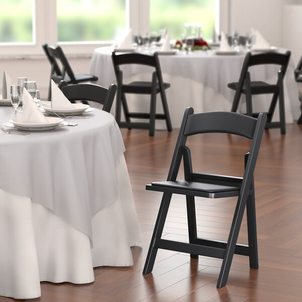 Lancaster Table & Seating Black Resin Folding Chair with Vinyl Seat