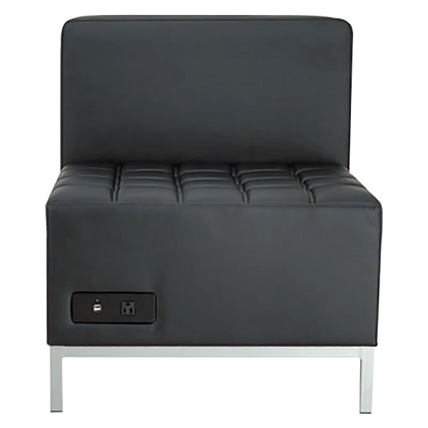 Alera ALEQB8116P QUB Series Black Powered Armless L Sectional - 26 3/8" x 26 3/8" x 30 1/2"