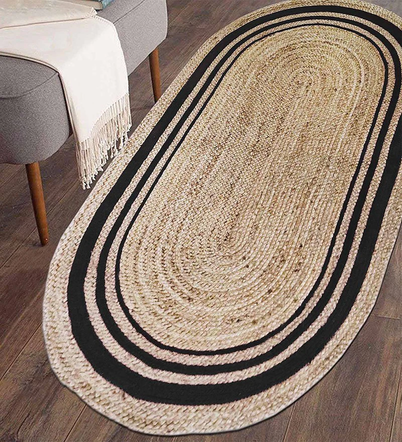 Black Jute Flat Weave 72x36 Inches Bed Side Runners