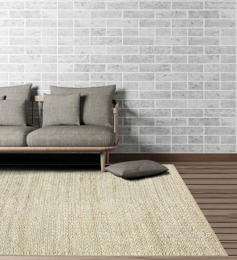 Beige Jute Hand Woven 5 x 8 Feet Dhurrie