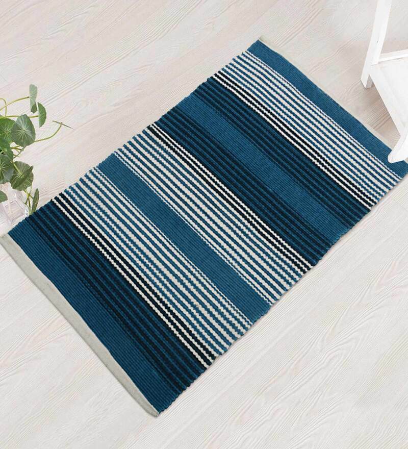 Blue Cotton Abstract 3 x 2 Feet Dhurrie