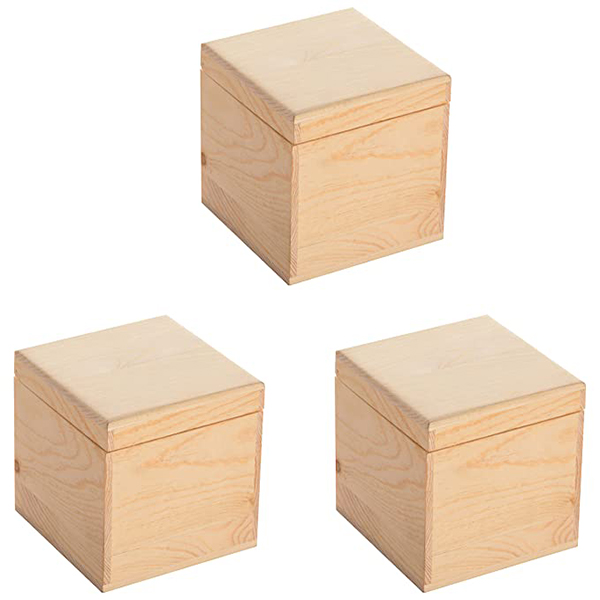 WDC Wooden Tea Box Set, 3-Piece, Beige