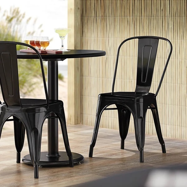 Lancaster Table & Seating Alloy Series Orange Metal Indoor / Outdoor Industrial Cafe Chair with Vert